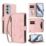 For Motorola Edge X30 5G / S30 Pro Butterfly Love Flower Multi-card Zipper Wallet Leather Phone Case(Pink)