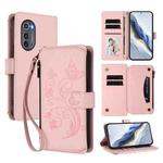 For Motorola Edge 2022 / 5G UW 2022 Butterfly Love Flower Multi-card Zipper Wallet Leather Phone Case(Pink)