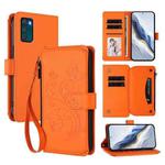 For Motorola Moto G42 4G Butterfly Love Flower Multi-card Zipper Wallet Leather Phone Case(Orange)