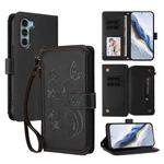 For Motorola Moto G200 5G Butterfly Love Flower Multi-card Zipper Wallet Leather Phone Case(Black)