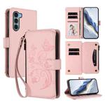 For Motorola Moto G200 5G Butterfly Love Flower Multi-card Zipper Wallet Leather Phone Case(Pink)