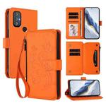 For Motorola Moto G Power 2022 Butterfly Love Flower Multi-card Zipper Wallet Leather Phone Case(Orange)