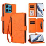 For Motorola Moto G75 5G Butterfly Love Flower Multi-card Zipper Wallet Leather Phone Case(Orange)
