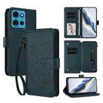 For Motorola Moto G75 5G Butterfly Love Flower Multi-card Zipper Wallet Leather Phone Case(Dark Green)