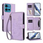 For Motorola Moto G75 5G Butterfly Love Flower Multi-card Zipper Wallet Leather Phone Case(Light Purple)