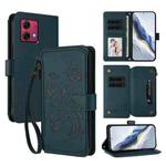 For Motorola Moto G84 5G Butterfly Love Flower Multi-card Zipper Wallet Leather Phone Case(Dark Green)