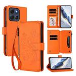 For Motorola Moto G86 5G Butterfly Love Flower Multi-card Zipper Wallet Leather Phone Case(Orange)