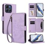 For Motorola Moto G86 5G Butterfly Love Flower Multi-card Zipper Wallet Leather Phone Case(Light Purple)