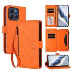 For Motorola Moto G86 Power Butterfly Love Flower Multi-card Zipper Wallet Leather Phone Case(Orange)