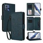 For Motorola Moto S30 Pro Butterfly Love Flower Multi-card Zipper Wallet Leather Phone Case(Dark Green)
