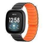 For Fitbit Versa 4 / 3 / Sense 2 / Sense xDfind Magnetic Silicone Watch Band(Black Orange)