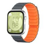 For Huawei Watch Fit4 / Fit4 Pro / Fit3 xDfind Magnetic Silicone Watch Band(Grey Orange)