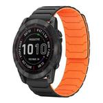 For Garmin Fenix 8/7X/6X/5X 26mm xDfind Magnetic Silicone Watch Band(Black Orange)
