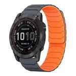 For Garmin Fenix 8/7X/6X/5X 26mm xDfind Magnetic Silicone Watch Band(Grey Orange)