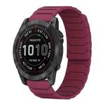 For Garmin Fenix 8/7X/6X/5X 26mm xDfind Magnetic Silicone Watch Band(Wine Red)