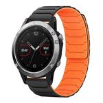 For Garmin Fenix 8/7/6/5 22mm xDfind Magnetic Silicone Watch Band(Black Orange)