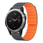 For Garmin Fenix 8/7/6/5 22mm xDfind Magnetic Silicone Watch Band(Grey Orange)