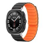 For Samsung Galaxy Watch Ultra / Ultra 2025 xDfind Magnetic Silicone Watch Band(Black Orange)