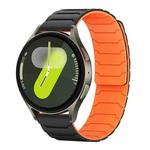 For Samsung Galaxy Watch 7 / 6 / 5 / FE xDfind Magnetic Silicone Watch Band(Black Orange)