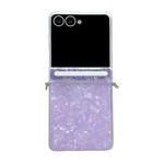 For Samsung Galaxy Flip7 5G Side Buckle Axis Pearlescent Shell Texture Phone Case(Purple)