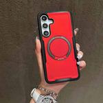For Samsung Galaxy S25 / S24 5G Metal 360 Degree Rotation Holder MagSafe Phone Case(Red)