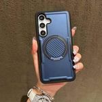 For Samsung Galaxy S25 / S24 5G Metal 360 Degree Rotation Holder MagSafe Phone Case(Navy Blue)