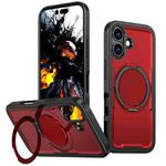 For iPhone 17 Metal 360 Degree Rotation Holder MagSafe Phone Case(Red)