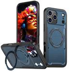 For iPhone 17 Pro Metal 360 Degree Rotation Holder MagSafe Phone Case(Navy Blue)