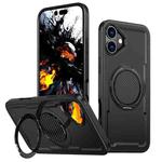 For iPhone 16 Plus Metal 360 Degree Rotation Holder MagSafe Phone Case(Black)