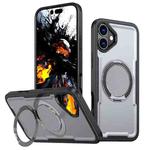 For iPhone 16 Metal 360 Degree Rotation Holder MagSafe Phone Case(Grey)