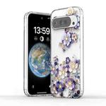 For Google Pixel 9 Electroplated Symphony Phone Case(White Purple Flower)