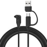For Garmin 2 in 1 Type-C and USB-A Braid Watch Charging Cable, Length: 1m, Type:Elbow Head(Black)