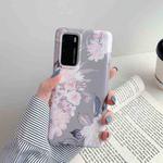 For Huawei P40 Laser Flowers Pattern TPU Protective Case(Grey Background Watercolor Pink Flowers)