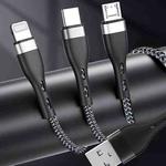 ZGA CB08 5A 3 in 1 USB Fast Charging Braided Data Cable, Length: 1.2m(Black)