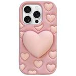 For iPhone 15 Pro 3D Heart Holder Silicone Phone Case(Pink)