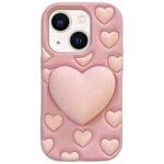 For iPhone 15 Plus 3D Heart Holder Silicone Phone Case(Pink)