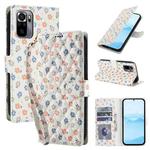 For Redmi Note 10 4G Global Flower Pattern Buckle Leather Phone Case with Lanyard(Florals)
