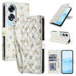 For OPPO A60 4G Flower Pattern Buckle Leather Phone Case with Lanyard(Yellow Flowers)