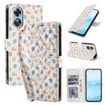 For OPPO A38 / A18 Flower Pattern Buckle Leather Phone Case with Lanyard(Florals)