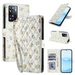 For OPPO A57 4G Global Flower Pattern Buckle Leather Phone Case with Lanyard(Yellow Flowers)