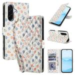 For Samsung Galaxy A36 5G Flower Pattern Buckle Leather Phone Case with Lanyard(Florals)
