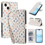 For iPhone 15 Plus / 14 Plus Flower Pattern Buckle Leather Phone Case with Lanyard(Florals)