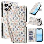 For iPhone 15 Pro Flower Pattern Buckle Leather Phone Case with Lanyard(Florals)