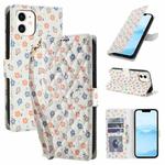 For iPhone 11 Flower Pattern Buckle Leather Phone Case with Lanyard(Florals)