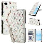 For iPhone 8 Plus / 7 Plus / 6 Plus Flower Pattern Buckle Leather Phone Case with Lanyard(Pink Flowers)