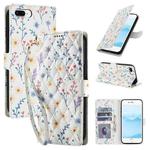 For iPhone 8 Plus / 7 Plus / 6 Plus Flower Pattern Buckle Leather Phone Case with Lanyard(Blue Flowers)