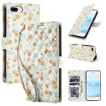 For iPhone 8 Plus / 7 Plus / 6 Plus Flower Pattern Buckle Leather Phone Case with Lanyard(Orange Flowers)