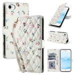 For iPhone SE 2022 / SE 2020 / 8 / 7 Flower Pattern Buckle Leather Phone Case with Lanyard(Pink Flowers)