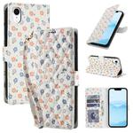 For iPhone XR Flower Pattern Buckle Leather Phone Case with Lanyard(Florals)