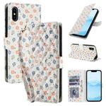 For iPhone XS Max Flower Pattern Buckle Leather Phone Case with Lanyard(Florals)